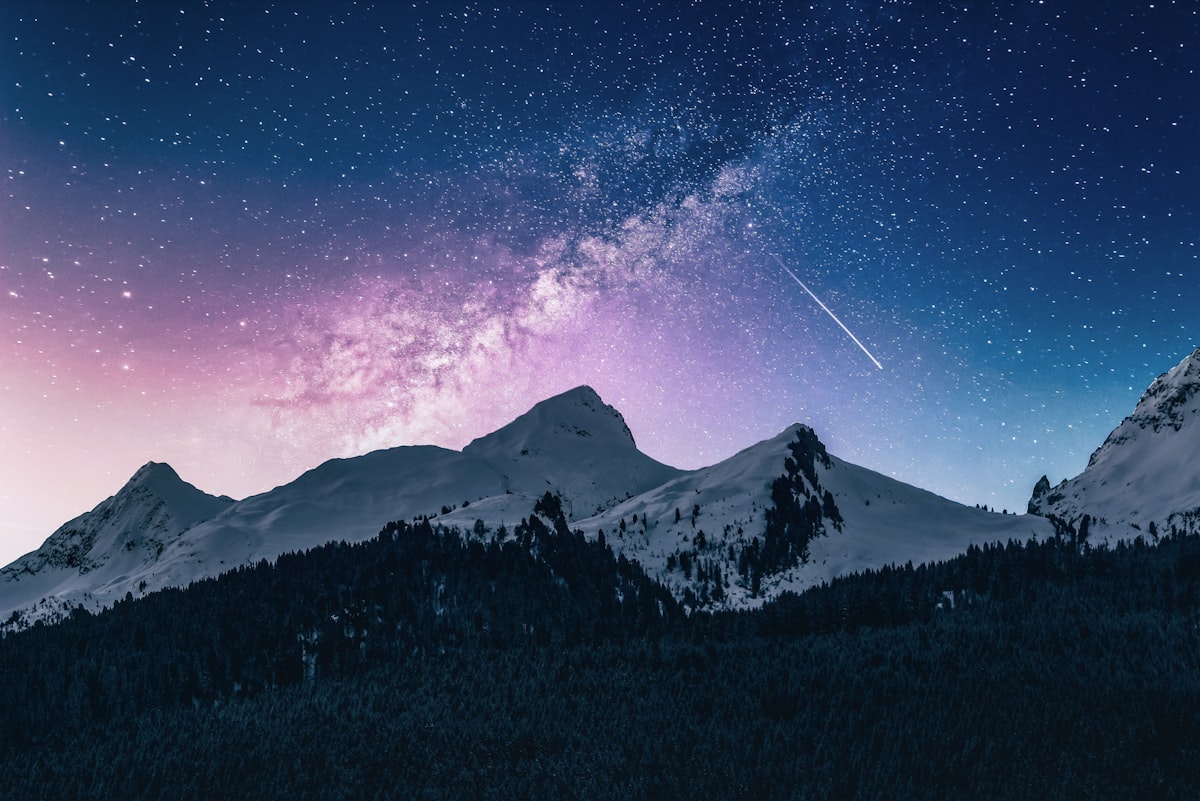 Cielo estrellado sobre los Andes, vía láctea visible